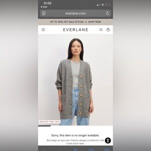 Everlane Gray Cardigan with Brown Buttons